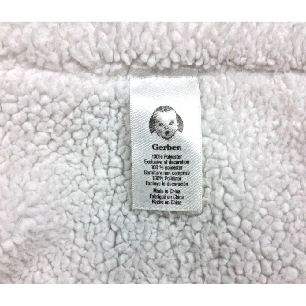 Gerber Gray White Sherpa Sheep Dreamer Baby Blanket Soft Lovey Unisex htf Dots
